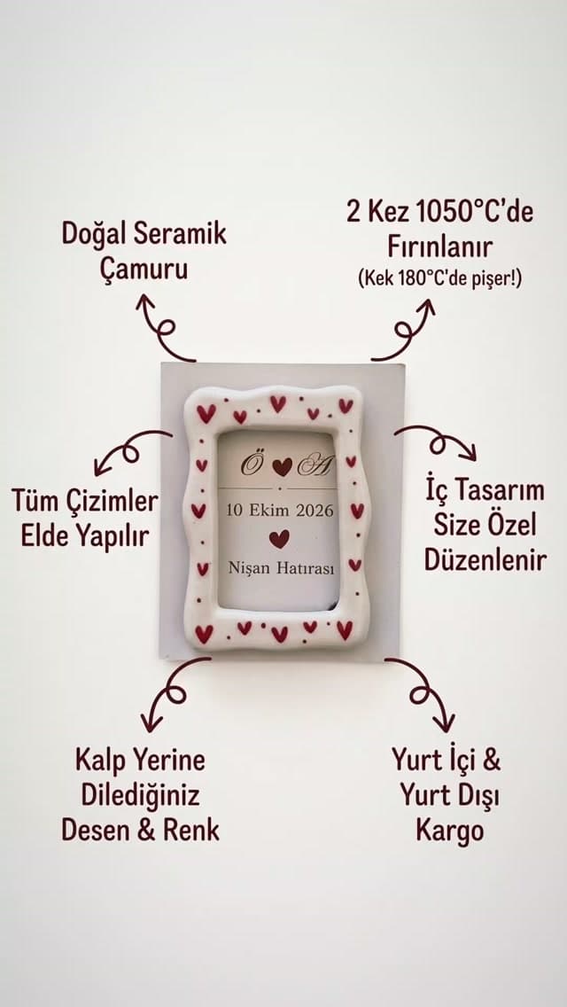 Seranik çerceve magnetlerimiz için iletişime geçiniz🩷
☆1050°de 2 iki kere pişirilir.
☆ Desenler ve