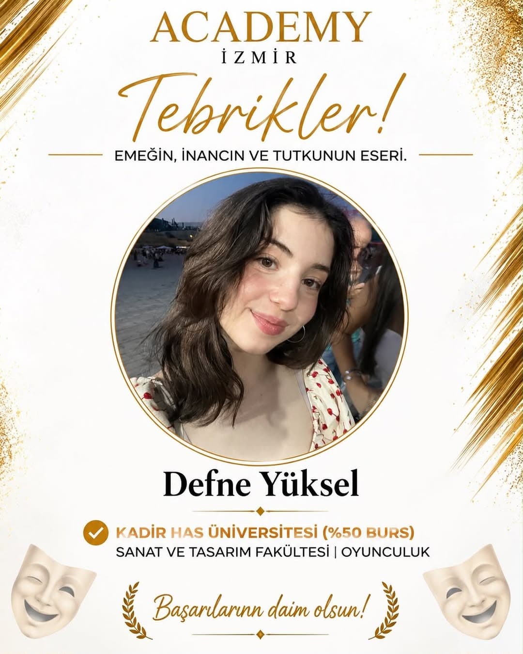 Bir hayalin peşinden cesaretle yürüdün ve şimdi yepyeni bir yolculuk başlıyor. ✨
Sanat yolculuğunun