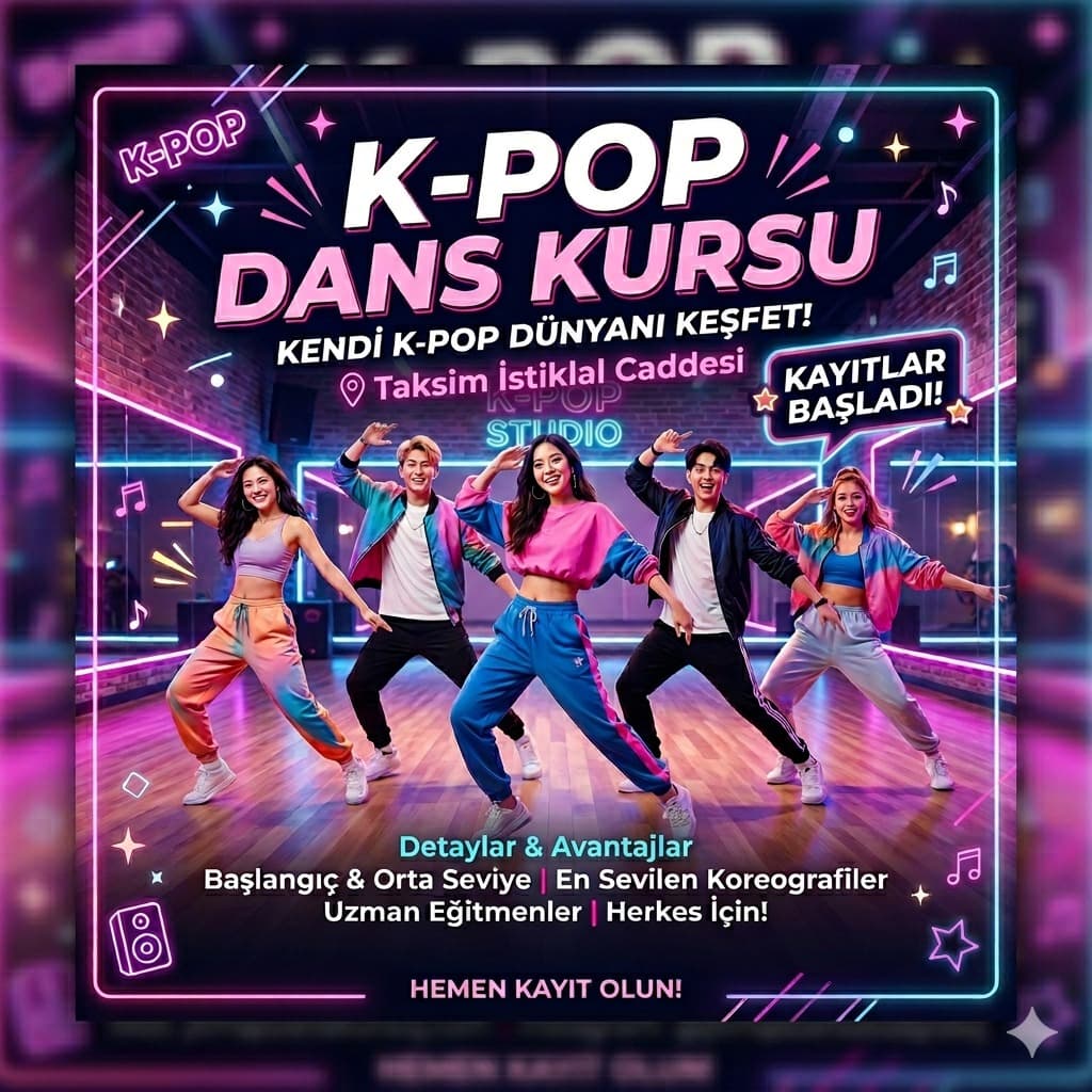 K-Pop Ateşine Taksim'de Ortak Olun! 🌟
Hayalinizdeki K-Pop dans grubuyla sahne almaya hazır mısınız
