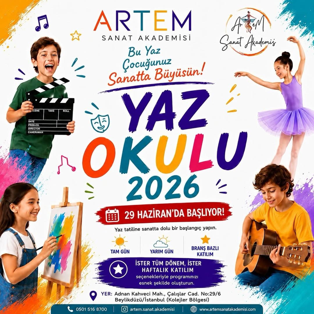 🎨✨ Bu yaz çocuklar sadece tatil yapmayacak, keşfedecek, üretecek ve sanatla büyüyecek! ✨
ARTEM Sana