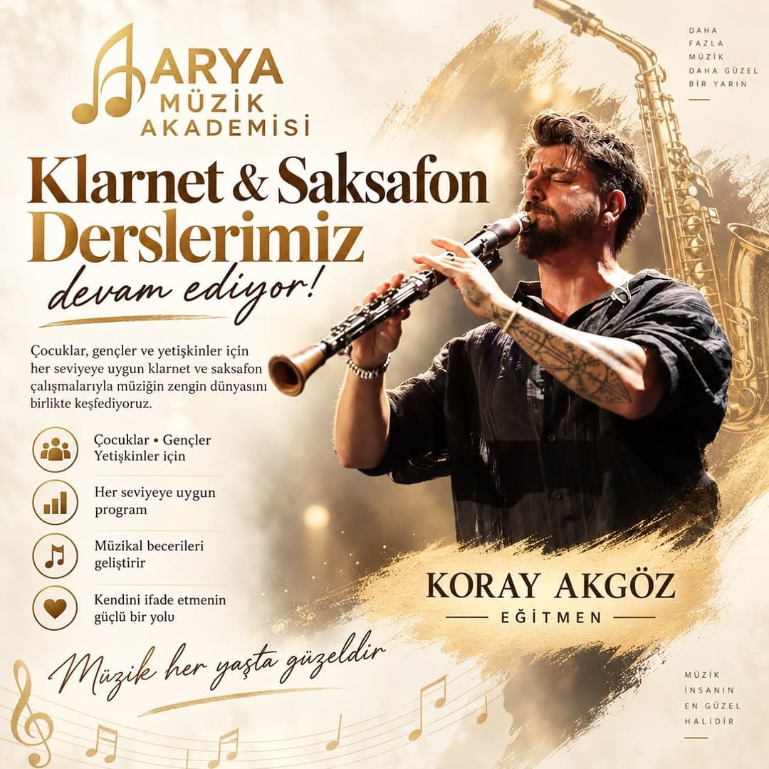 🎷 Klarnet & Saksafon derslerimiz devam ediyor!
Koray Akgöz hocamız eşliğinde; çocuklar, gençler ve