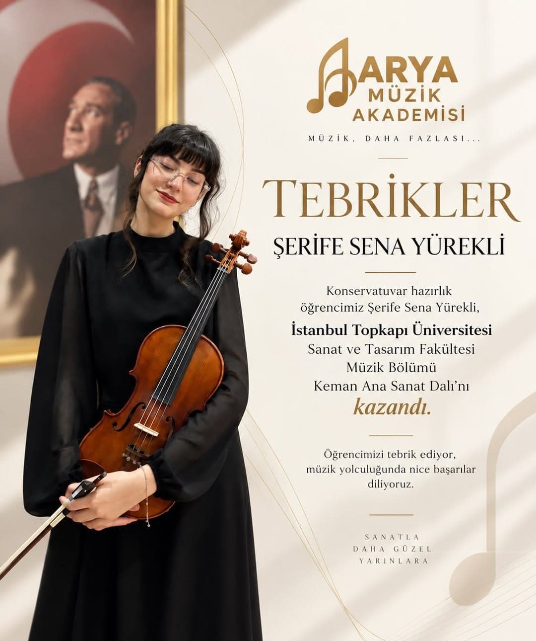 Konservatuvar hazırlık öğrencimiz Şerife Sena Yürekli’yi gönülden tebrik ediyoruz. 🎻
İstanbul Topk