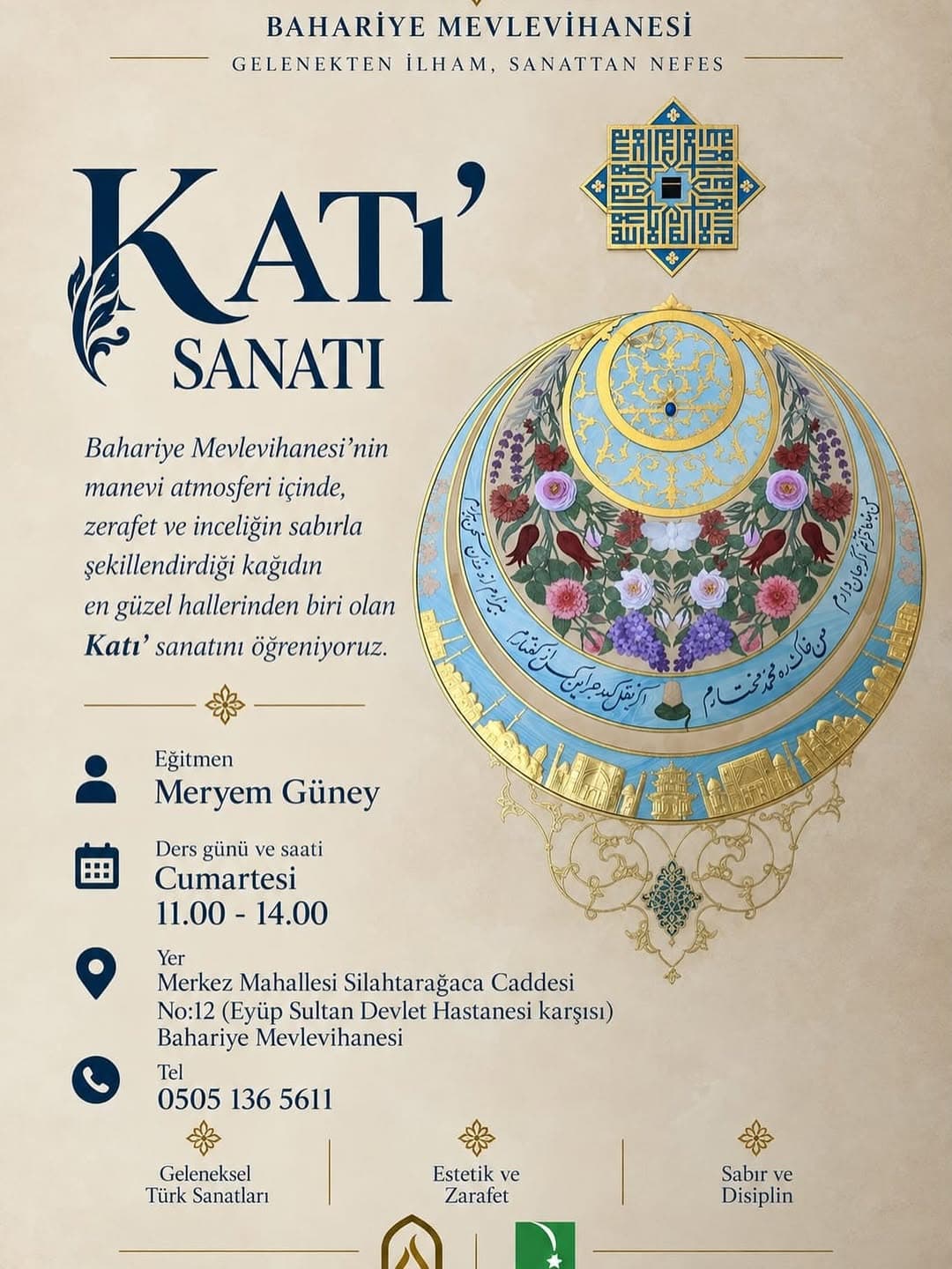 Sanatkâr Meryem Güney eşliğinde, kâğıda sabır ve incelikle şekil verilen geleneksel Türk-İslam sanat