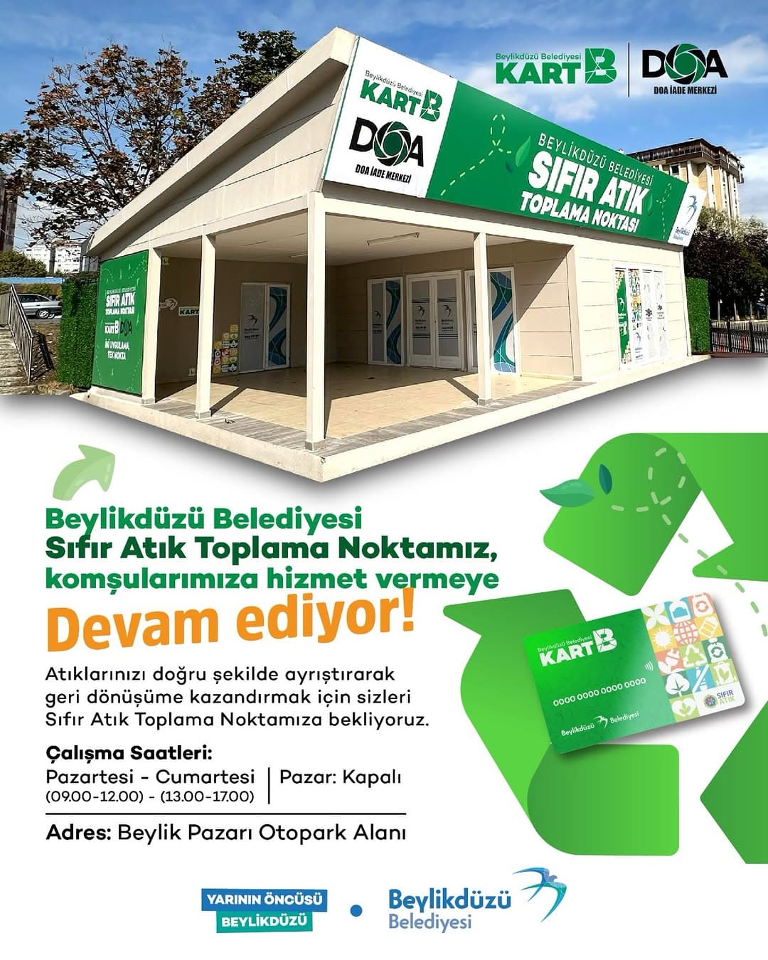 Beylikdüzü Belediyesi Sıfır Atık Toplama Noktamız, komşularımıza hizmet vermeye devam ediyor!
Atıkl