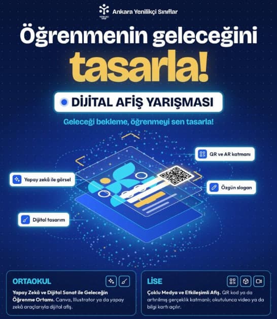 Ortaokul ve Lise Öğrencilerine Dijital Afiş Yarışması!
Öğrenmenin Geleceğini Tasarla! Dijital Afiş