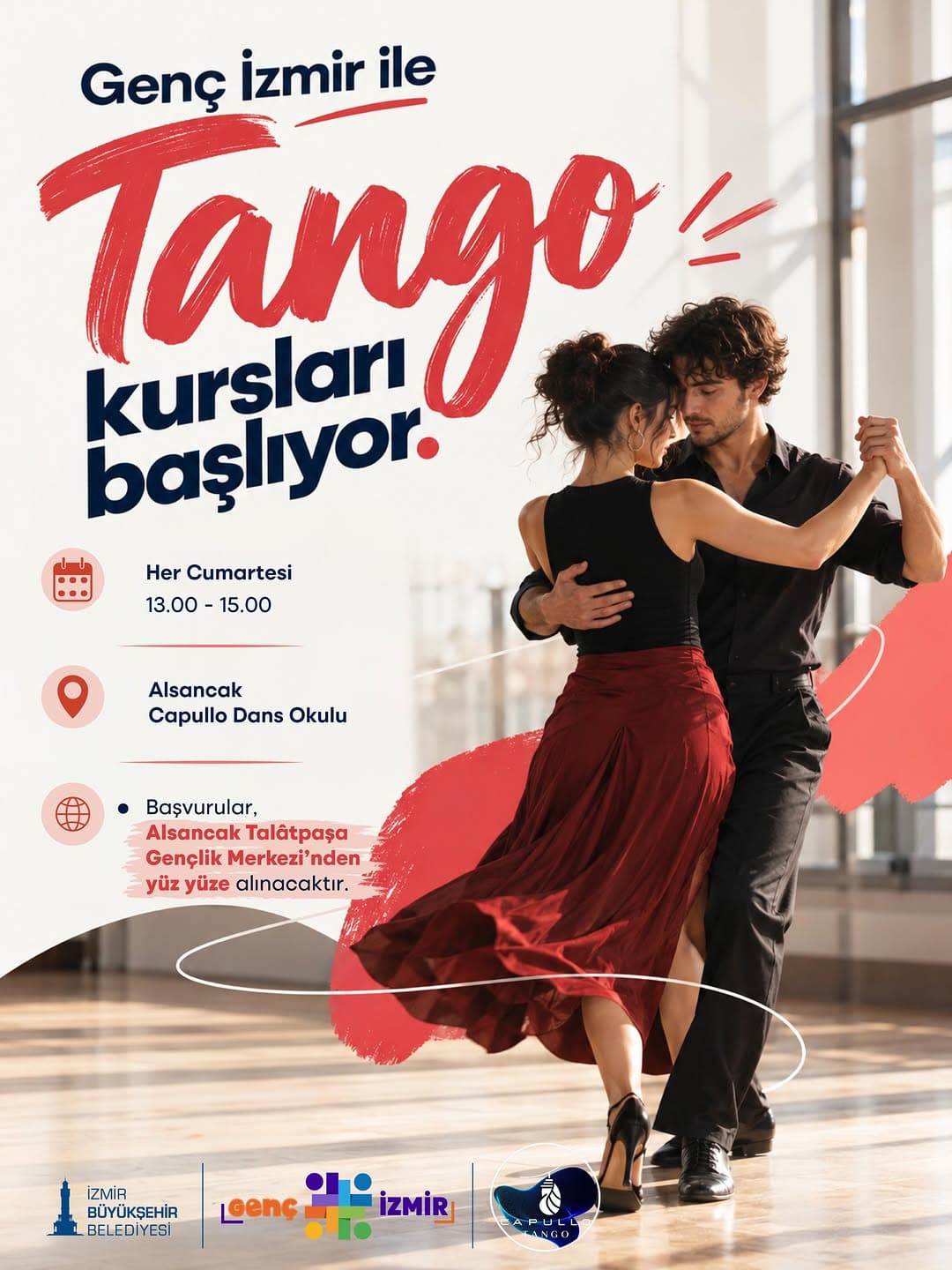 💃 Genç İzmir Tango Kursu Başlıyor!
Genç İzmir ve Capullo Dans ve Spor Kulübü iş birliğiyle dansın