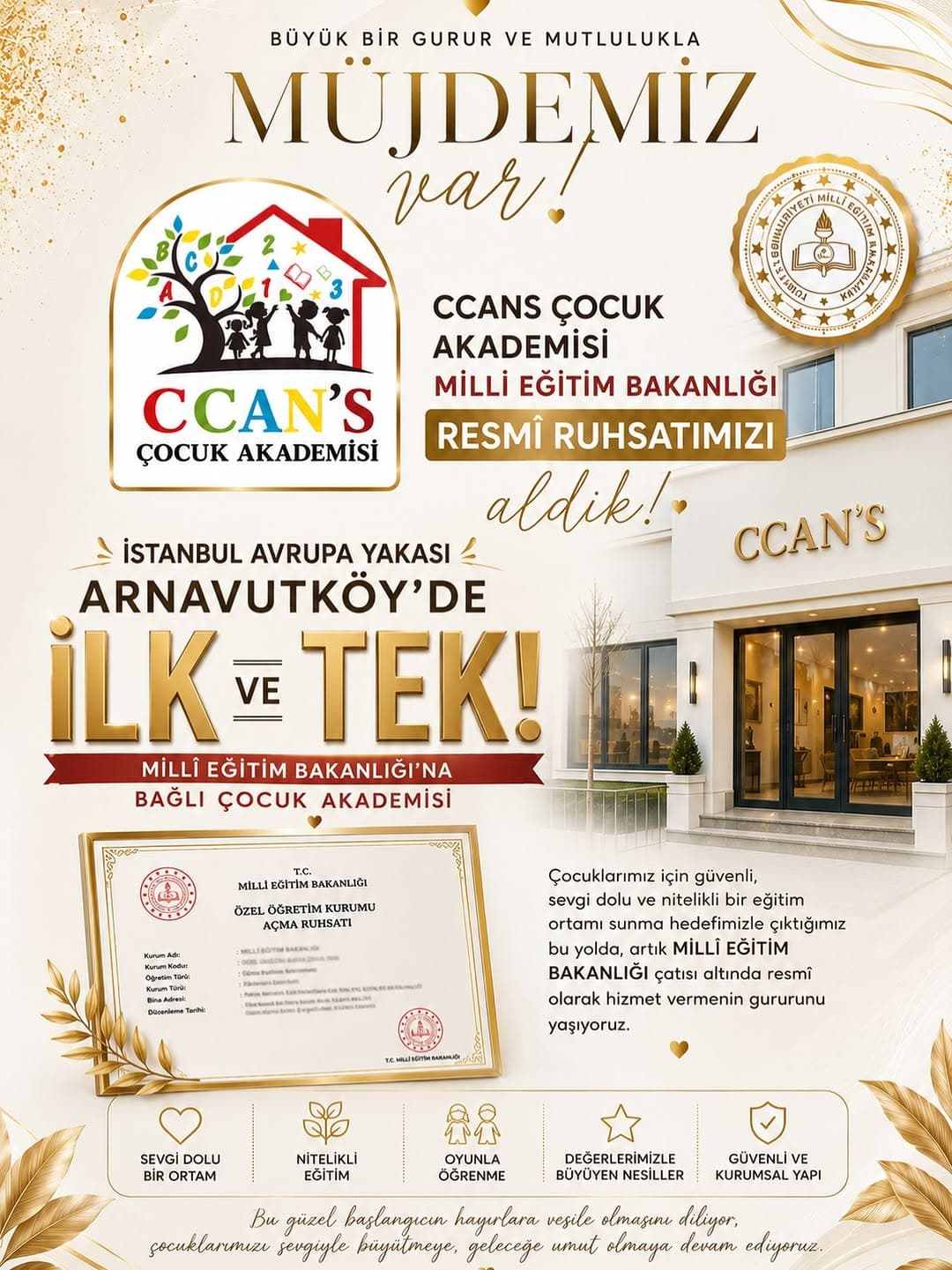 🎉 Büyük bir gurur ve mutlulukla paylaşmak isteriz…
CCANS Çocuk Akademisi olarak, İstanbul Avrupa Y