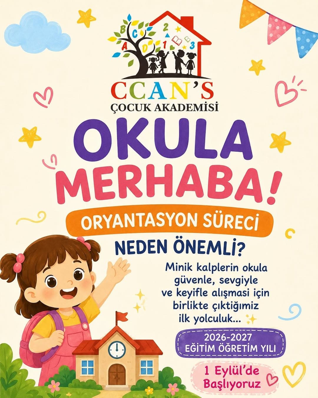 🌈 Okula Merhaba! 🎒✨
Yeni bir başlangıç, yepyeni keşifler ve minik kalpler için heyecan dolu bir y