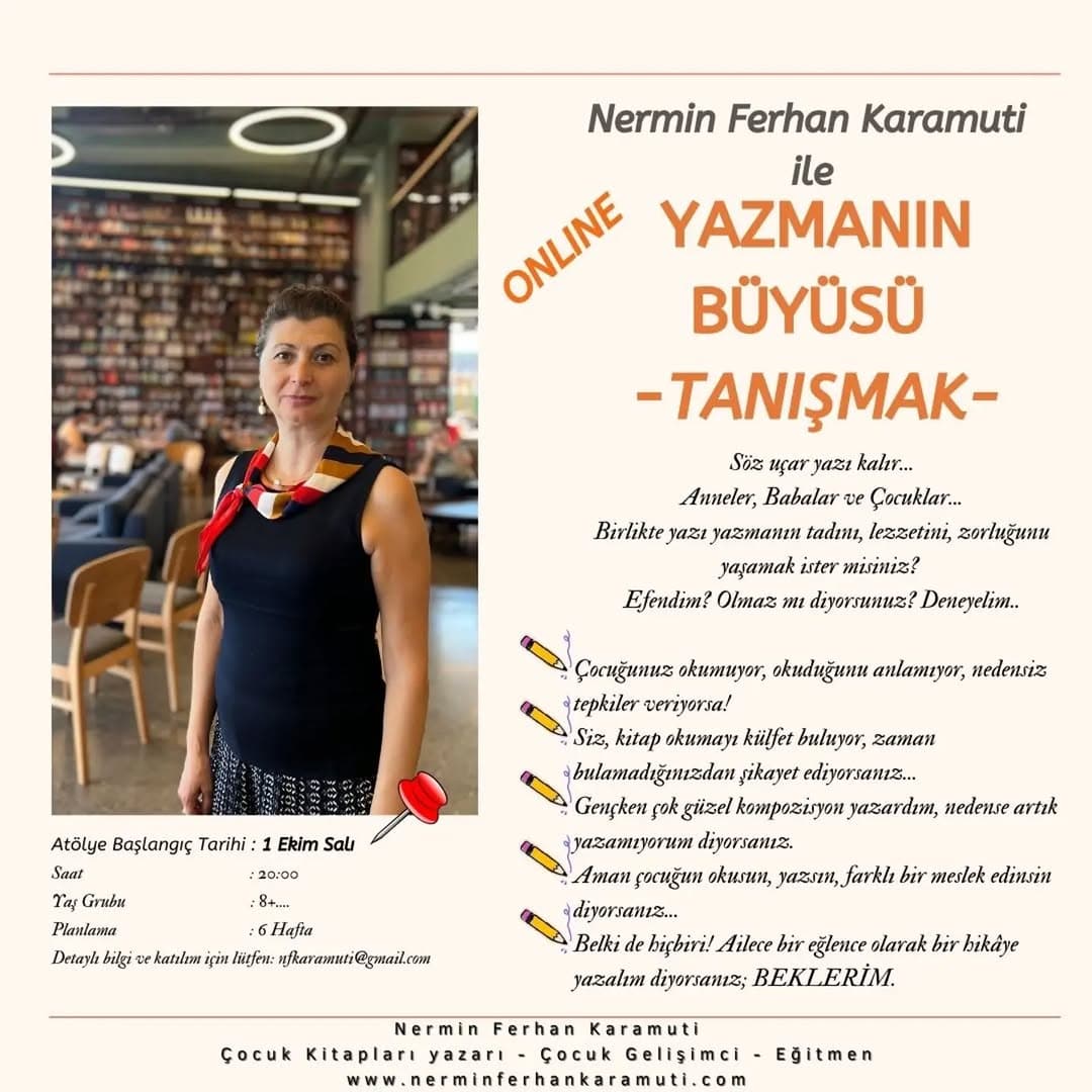 Atölyemiz eğitmenlerinden @nerminferhan bu kez aile boyu yazi atölyesi hazırlığında📚👌 Katılacak o