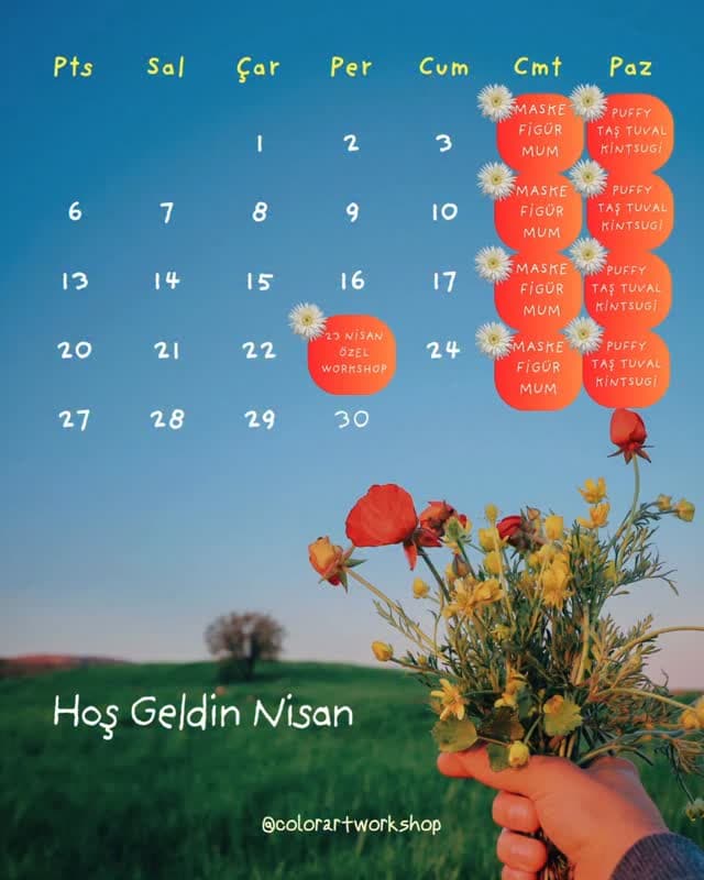 Hoş geldin Nisan! 🌿 Nisan ayı workshop programımız hazır.
✨️ Maske boyamadan Kintsugi'ye, Puffy Ta