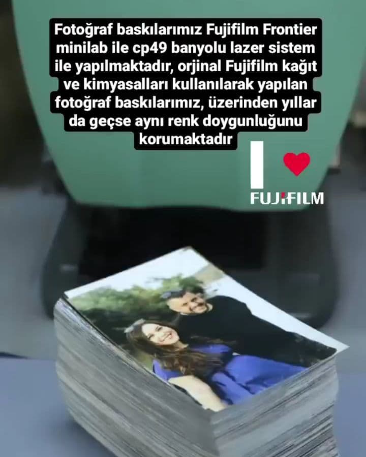 Fujifilm Frontier minilab ile cp49 banyolu sistem ile yapılan fotoğraf baskılarımız solmaya karşı ga