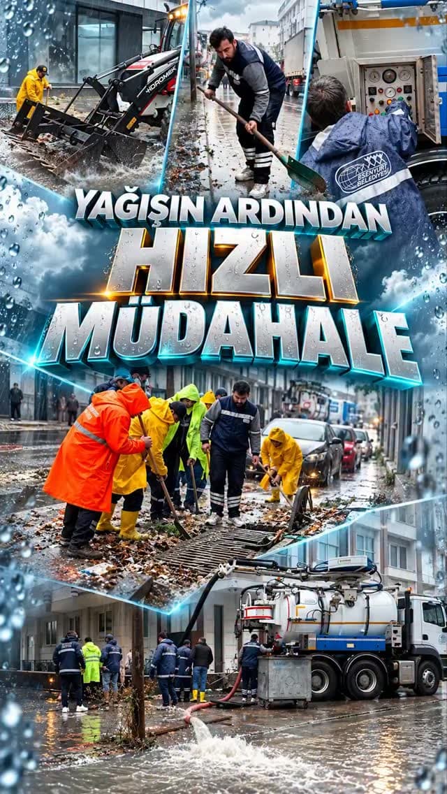 Gece saatleri itibarıyla kentimizde etkili olan sağanak yağış sonrası teyakkuza geçen ekiplerimiz, y