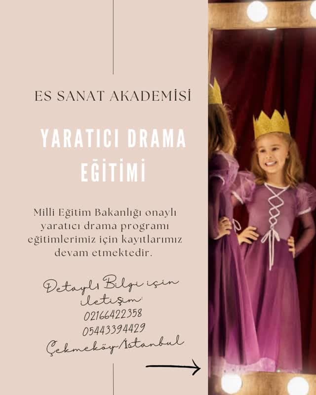 Es Sanat Akademisi/Yaratıcı Drama Programı🎭
Meb onaylı yaratıcı drama programı için kayıtlarımız de