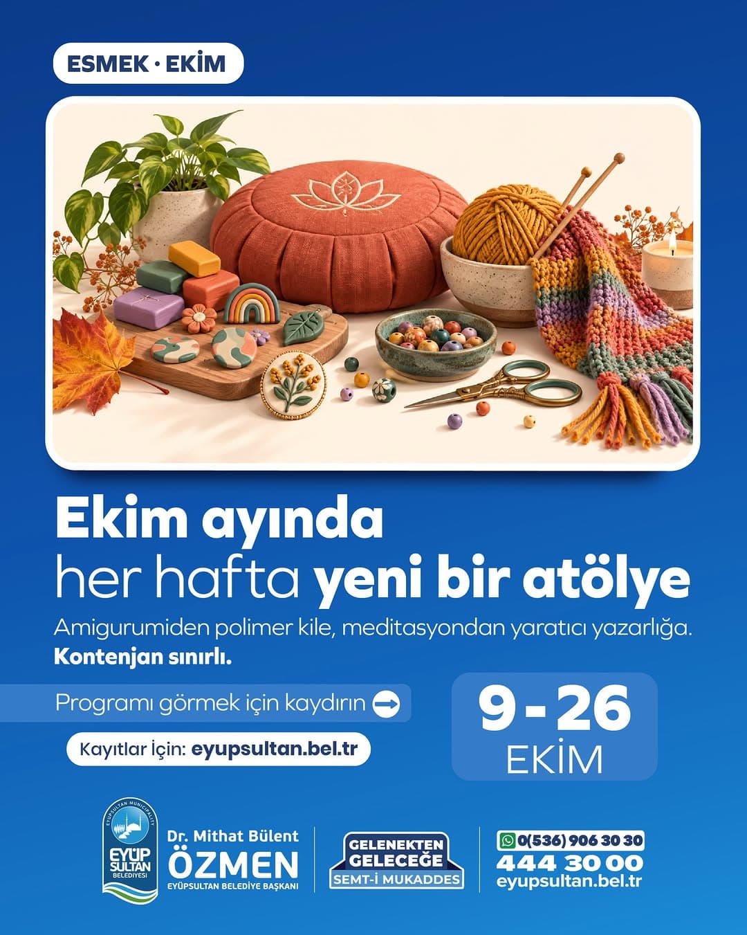 ESMEK Ekim Ayı Atölyeleri Başlıyor! ✨️
Eyüpsultan’ın dört bir yanında, mutfak sanatlarından tasarı
