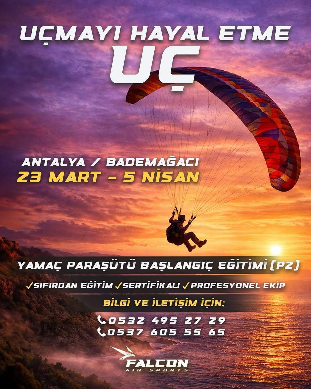Falcon Air Sports — Yamaç Paraşütü — Antalya