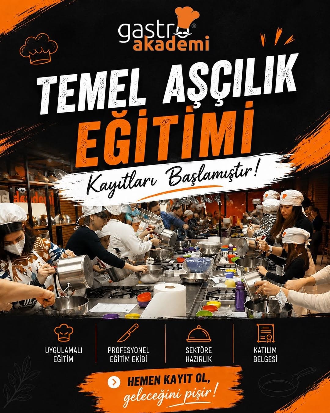 Mutfağın Sihirli Dünyasına İlk Adımını At!
Temel Aşçılık Eğitimi için kayıtlarımız açıldı..
1 ay bo