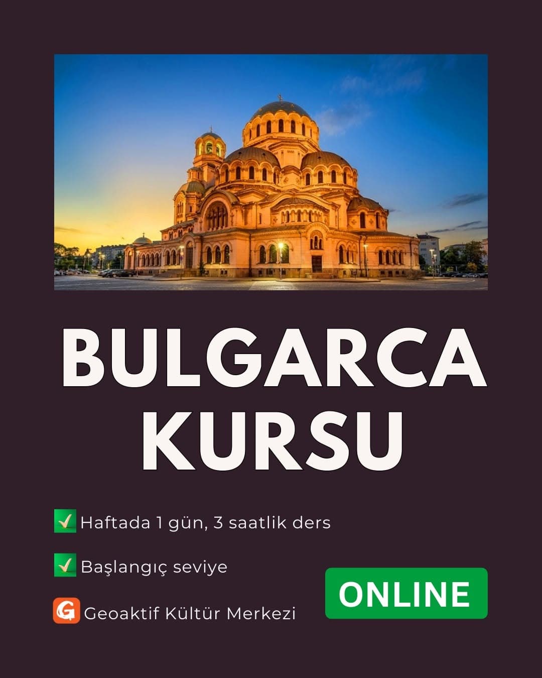 Kasım-Aralık 2025 Yeni Sınıflar
YUNANCA:
Yeni sınıf: 5 Kasım 2025
Haftada 1 gün, 3 saat
Gün/Saat: Ç