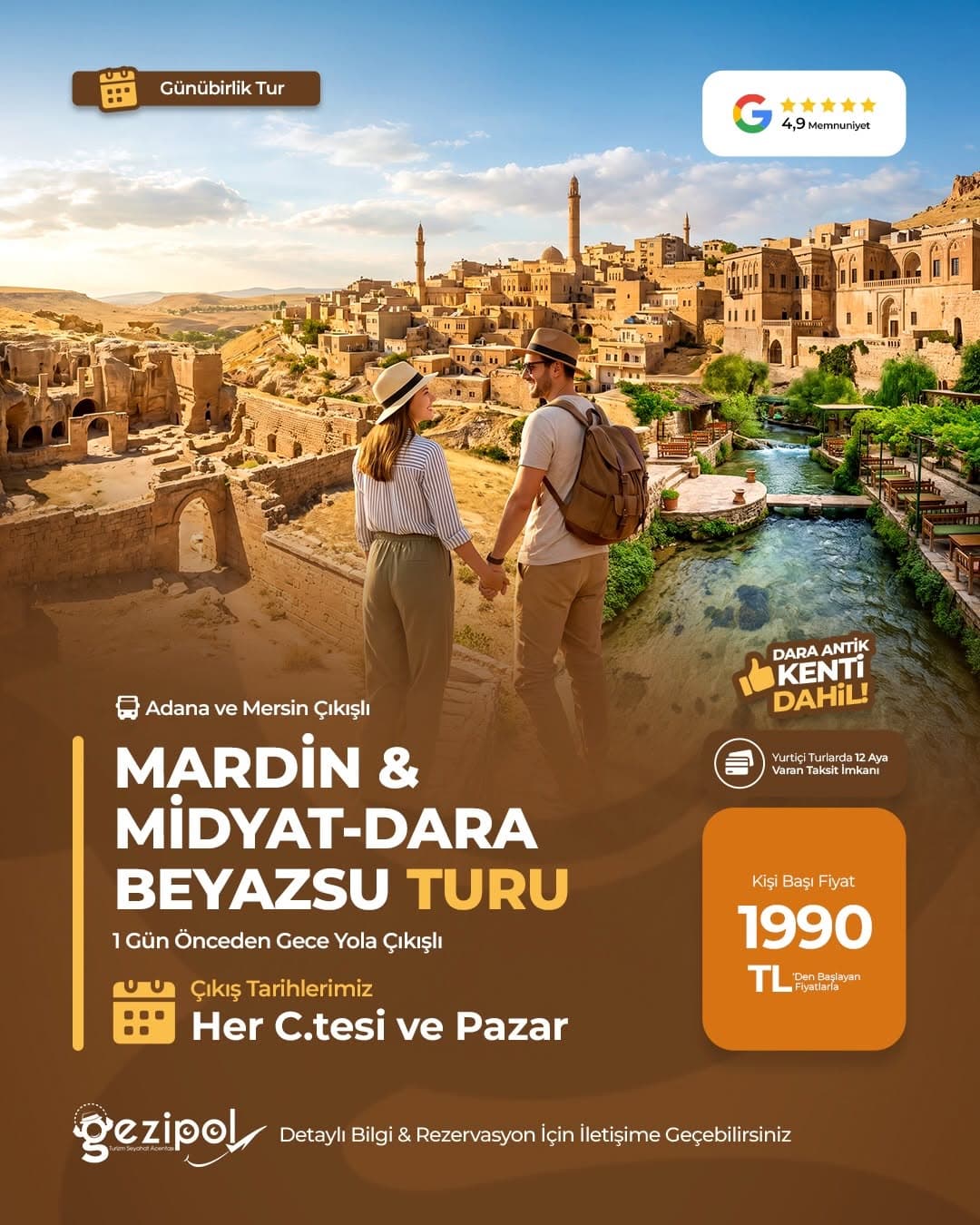 🕌 GÜNÜBİRLİK MARDİN,MİDYAT VE BEYAZSU TURU 🕍
❗Her Cumartesi & Pazar Yeni Sezon❗
( Adana -Tarsus -M