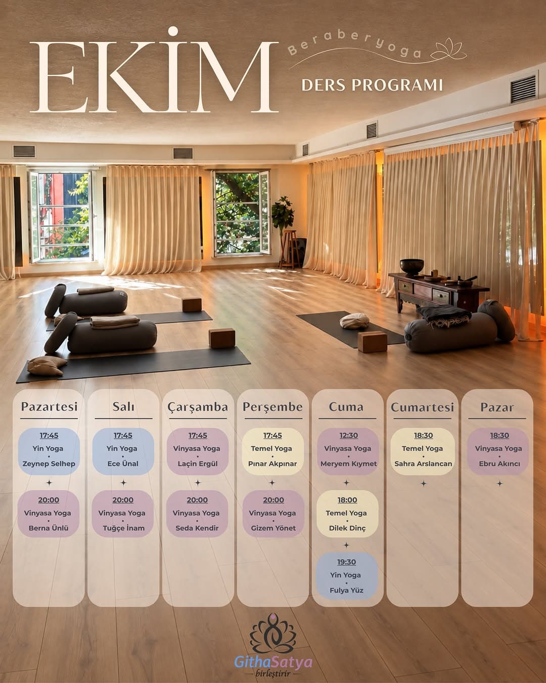 Sonbaharın yavaşlayan ritmiyle, içe dönme zamanı🍂
Ekim ayı ders programımız yayında! 🧘🏻♀️🧘🏻