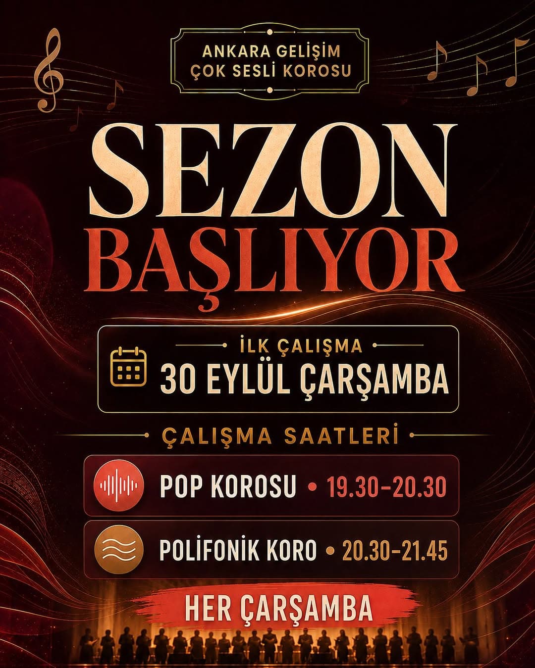Yeni sezonda seslerimizi yeniden bir araya getiriyoruz! 🎶✨
Ankara Gelişim Çok Sesli Korosu olarak,