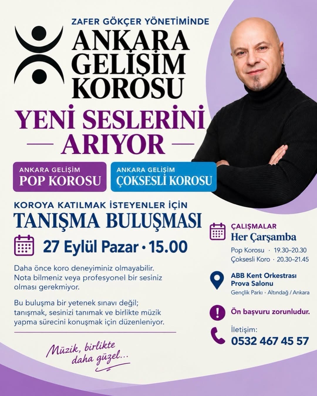 🎶 Ankara Gelişim Koroları yeni seslerini arıyor!
Müziğe ilgi duyuyor, birlikte şarkı söylemenin ve