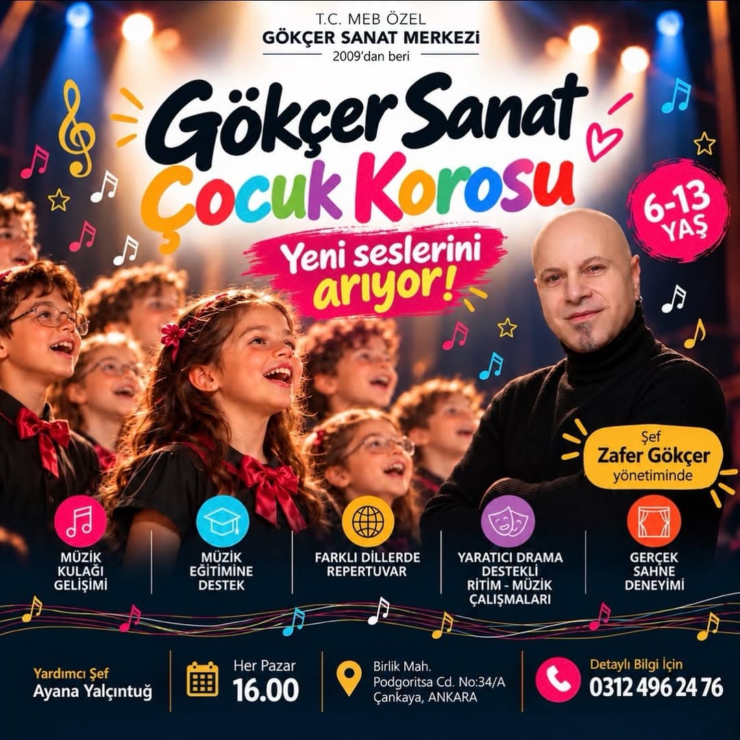 🌟 GÖKÇER SANAT ÇOCUK KOROSU YENİ SESLERİNİ ARIYOR 🌟
Müziği seven, şarkı söylemekten keyif alan ve