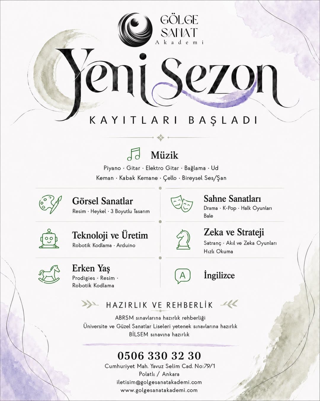 ✨ Gölge Sanat Akademi’de yeni sezon kayıtları başladı!
Bir enstrümanın ilk notası, bir çizginin hik