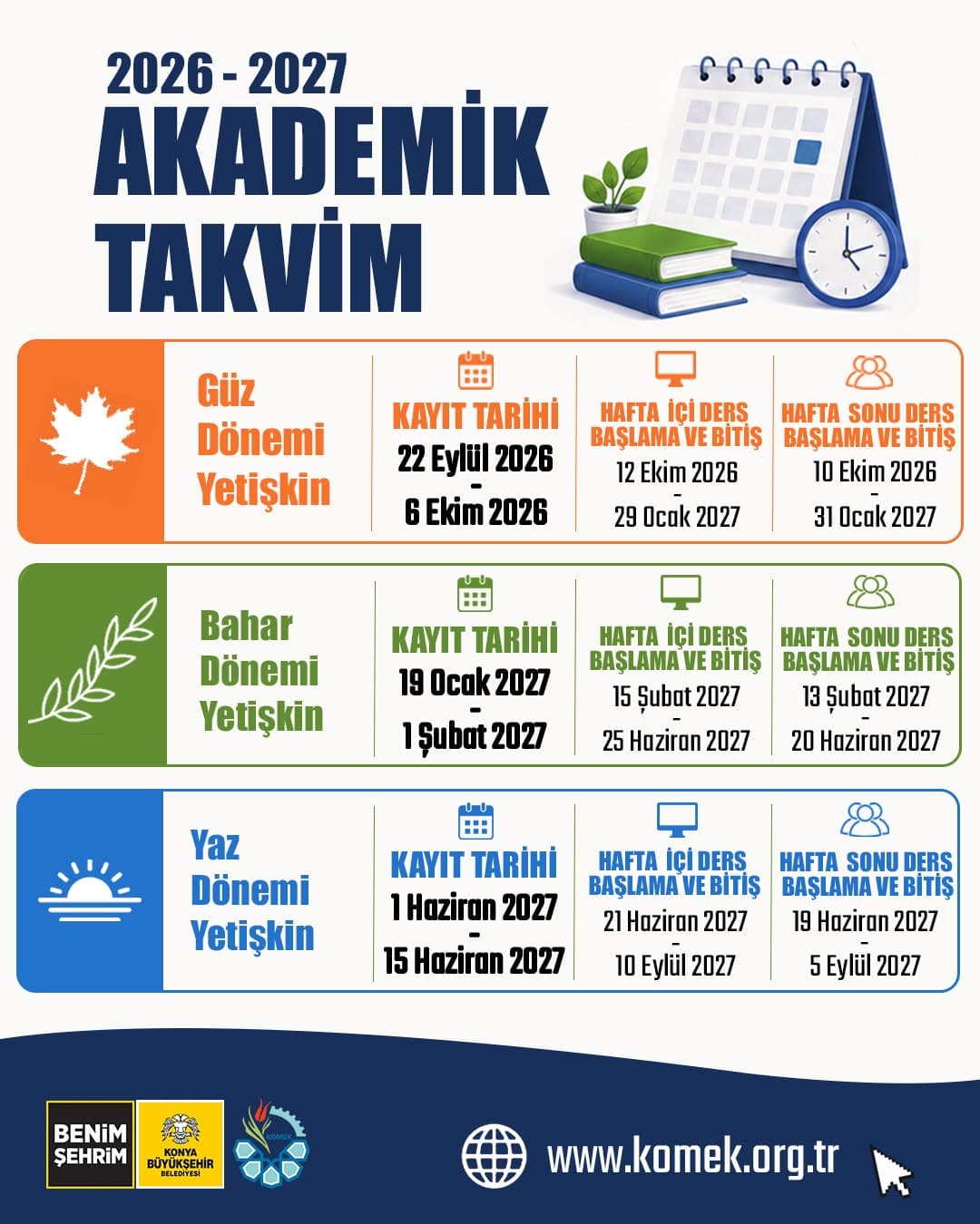 2026-2027 KOMEK Akademik Takvimi belli oldu! 📅
Yetişkin KOMEK’ten Genç KOMEK’e, TİSA’dan Dar’ul Hu