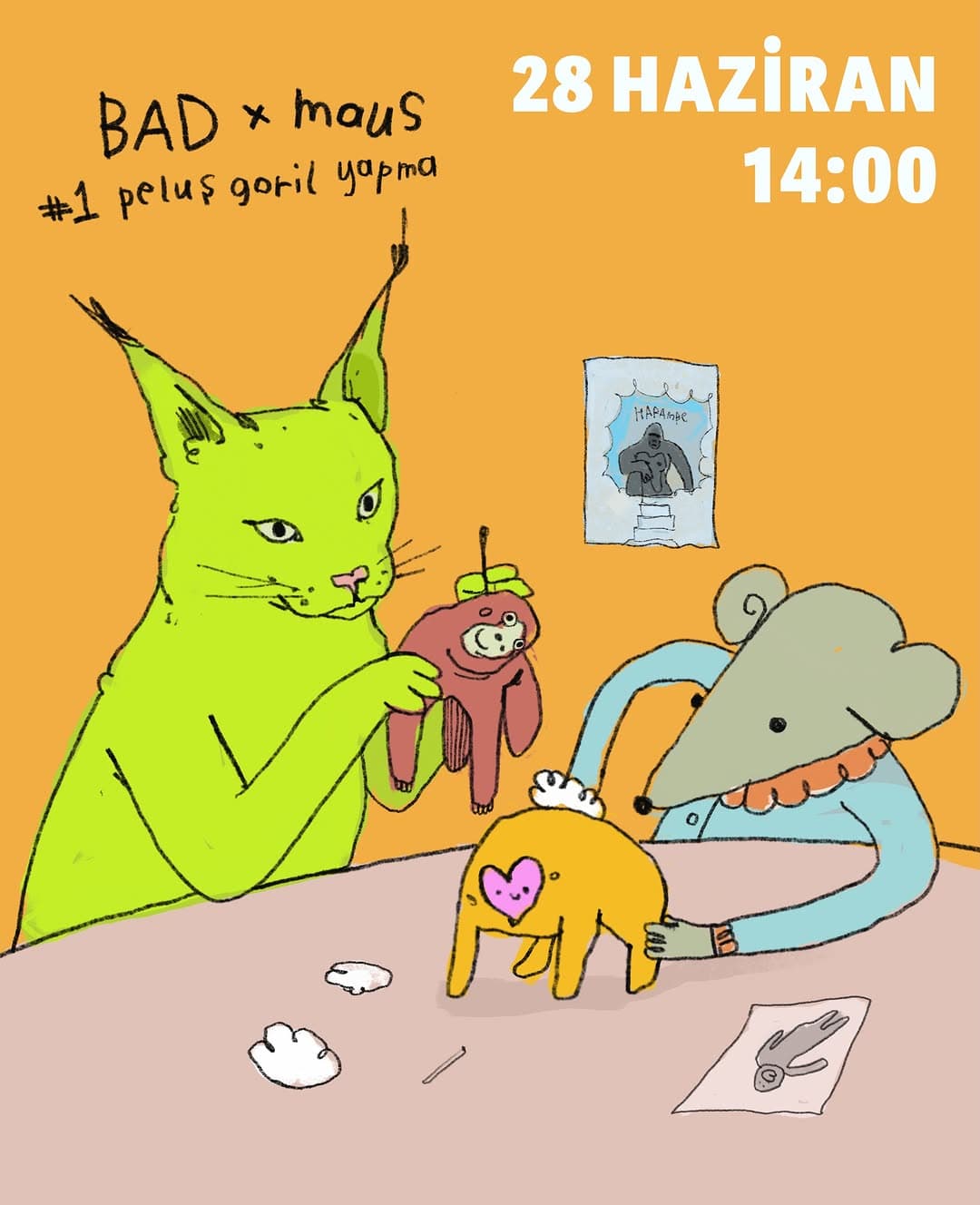 BAD x maus art space birlikteliğiyle yeni bir etkinlik serisine başlıyoruz! 🦍
Atölyemiz, primatolo