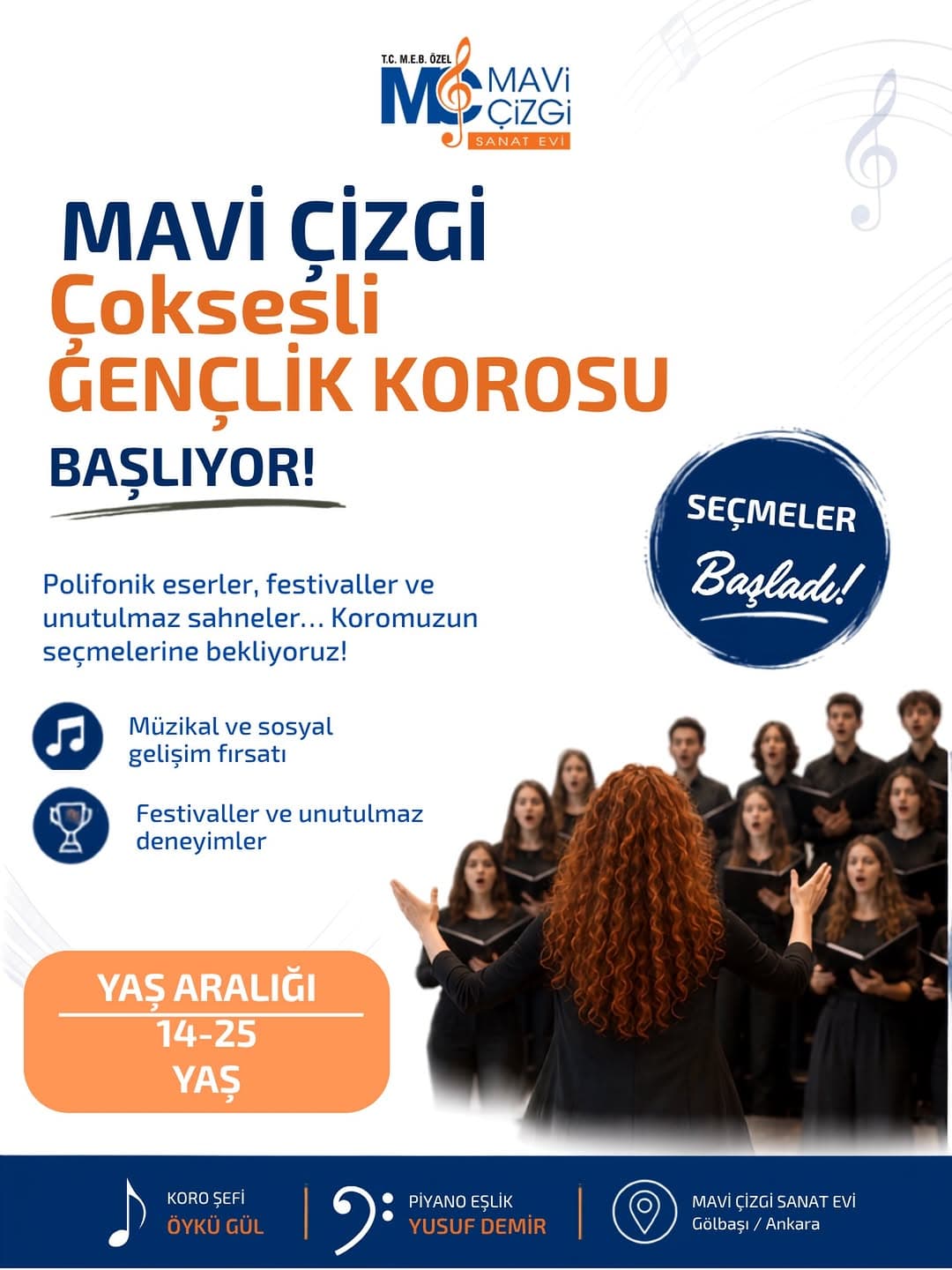 Mavi Çizgi Çoksesli Gençlik Korosu kuruluyor!
Birbirinden farklı seslerin bir araya gelerek uyum iç