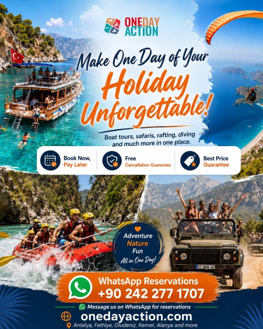 🌊 MAKE ONE DAY OF YOUR HOLIDAY UNFORGETTABLE!
Your holiday deserves more than just relaxing by the