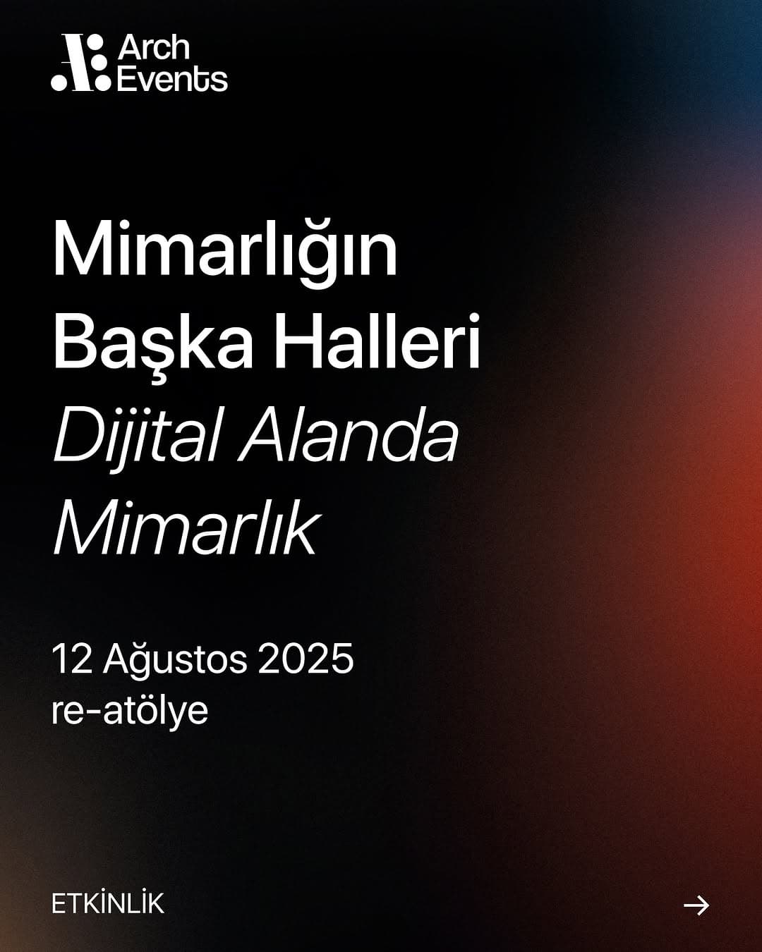 “Mimarlığın Başka Halleri” başlıyor.
@baskabirmimarlikinisiyatifi
Serinin ilk etkinliğinde, mimar