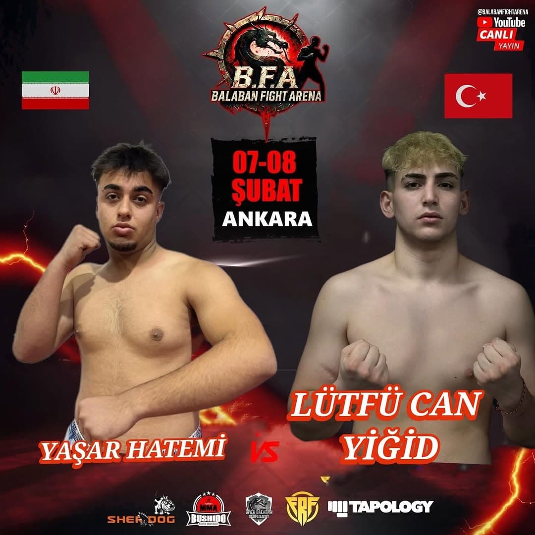 Sporcumuz Lütfü Can Yiğid 8 Şubat Hilton Garden Otelde BFA’da canlı yayında olacak.
Sporcumuza başa