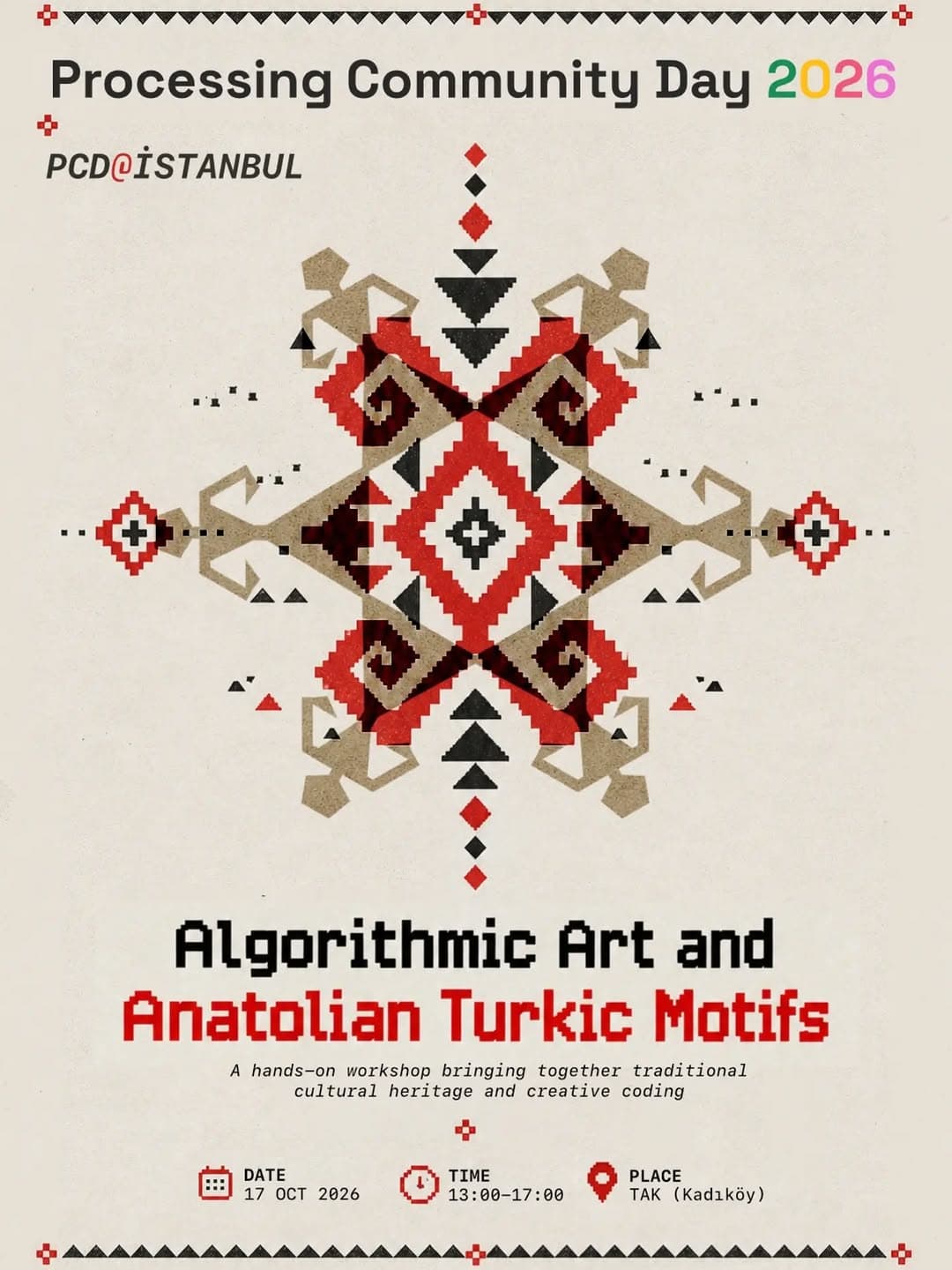 Processing Community Day 2026@İstanbul
(Scroll down for English)
Atölye: Algoritmik Sanat ve Anadol