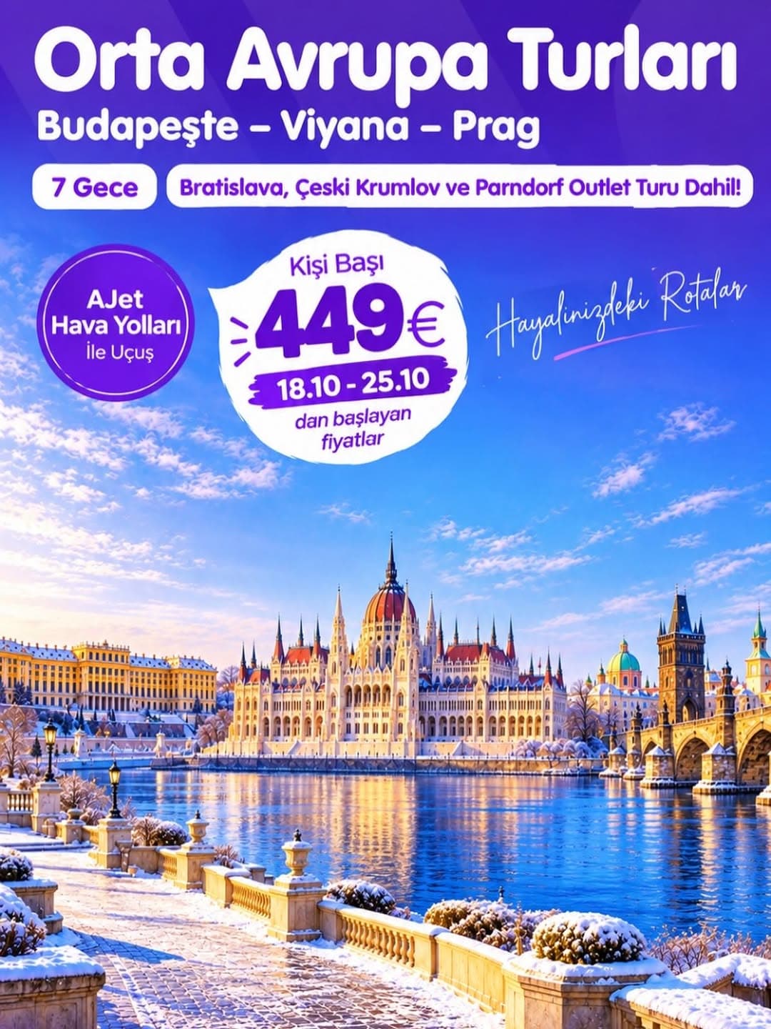 🇪🇺✨ AVRUPA’NIN ALTIN ROTASI, KAÇIRILMAYACAK FİYATLA! ✨🇪🇺
✈️ Orta Avrupa’nın Altın Üçgeni Turu
�