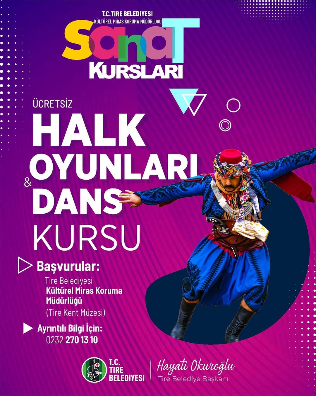 Tire Belediyesi Kültürel Miras Koruma Müdürlüğümüz organizasyonunda gerçekleşecek ÜCRETSİZ Sanat Kur