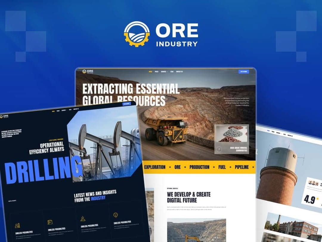 The Ore Oil Gas Mining Industry WordPress Theme is crafted for the unique demands of industries like