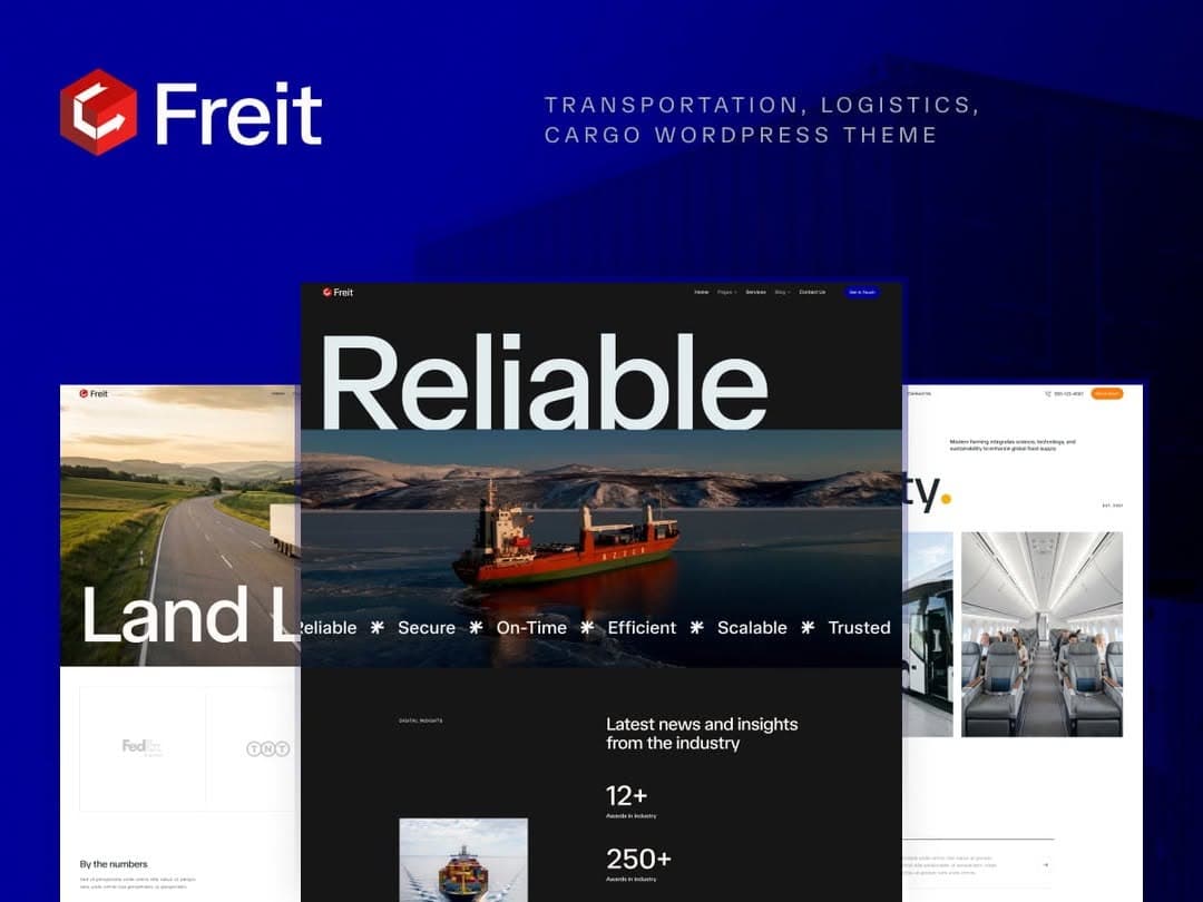Freit stands out with its bold, modern design tailored for logistics and transportation businesses.