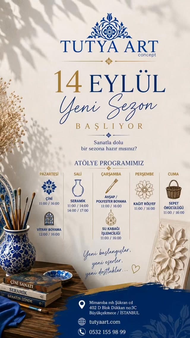 14 Eylül Pazartesi sezonu açıyoruz.
E devlet ve YÖK onaylı sertifika programlarımız isterseniz hobi
