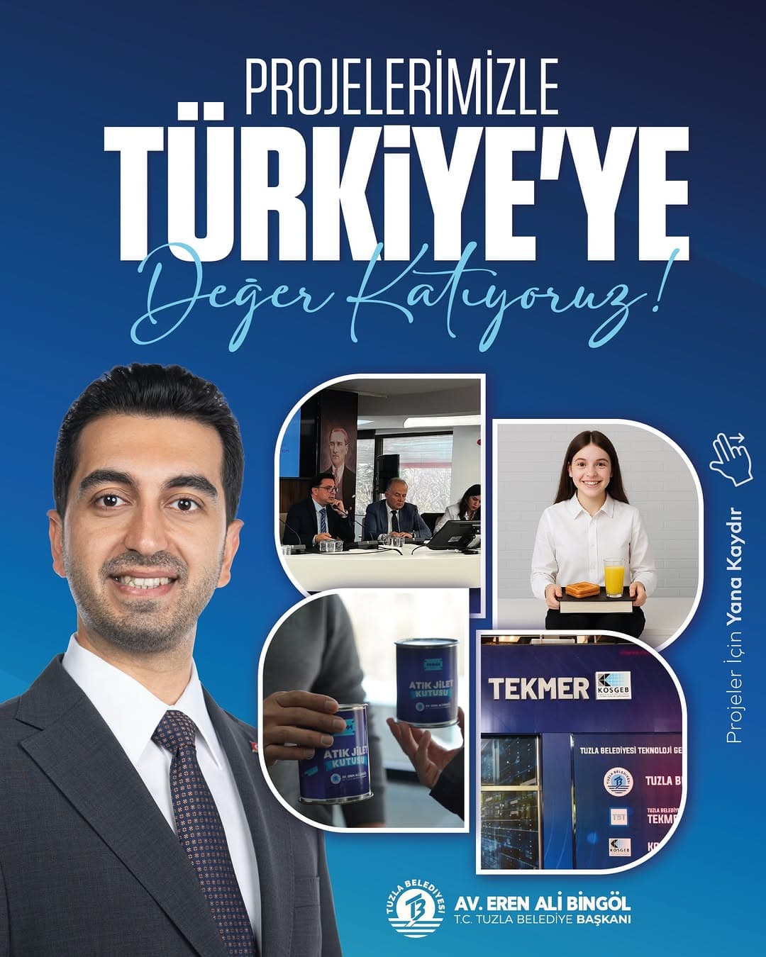 Tuzla’ya verdiğimiz değer Türkiye’ye ilham oluyor.
Tuzla Belediyesi olarak geliştirdiğimiz 4 proje