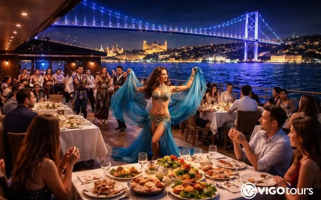 Spend an evening cruising the Bosphorus Strait, where Istanbul’s night views unfold from the water.